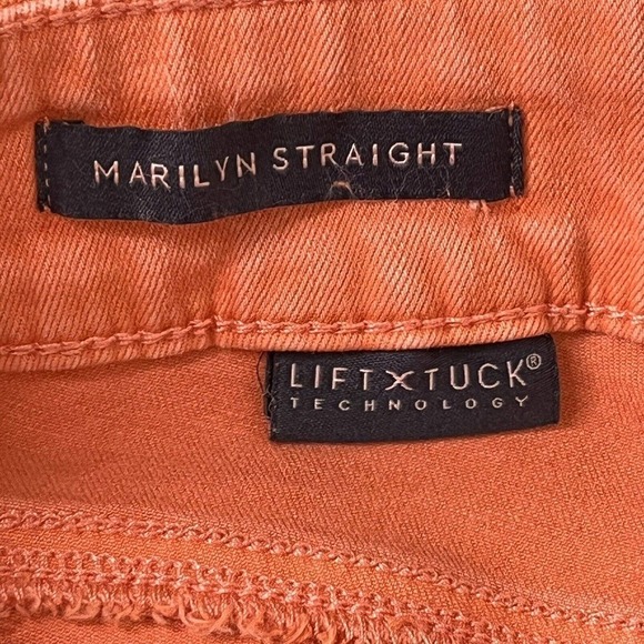 NYDJ Sz 0 Marilyn Ankle Straight Jeans Lift Tuck Technology Stretch Coral NEW - Picture 12 of 16